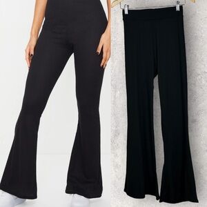 NEW Nordstrom Velvet Torch Black Ribbed Flare Wide Leg Pants Size Medium Minimal